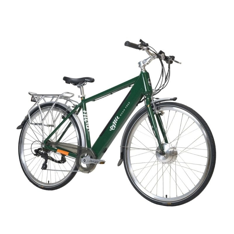 EMU ROAM MK2 CROSSBAR HYBRID ELECTRIC BIKE 250W RACING GREEN - Charge & Glide