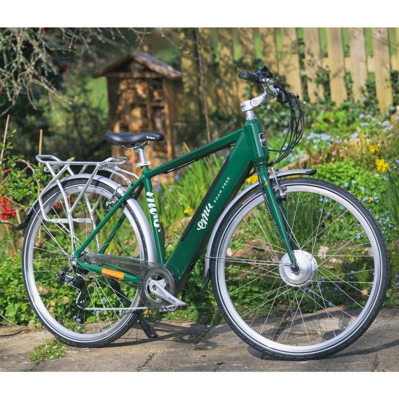 EMU ROAM MK2 CROSSBAR HYBRID ELECTRIC BIKE 250W RACING GREEN - Charge & Glide