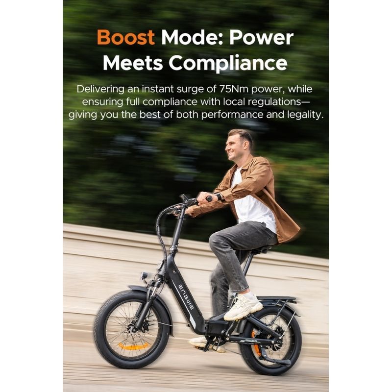 ENGWE L20 3.0 BOOST STEP-THROUGH FOLDING FAT TYRE ELECTRIC BIKE 250W - Charge & Glide