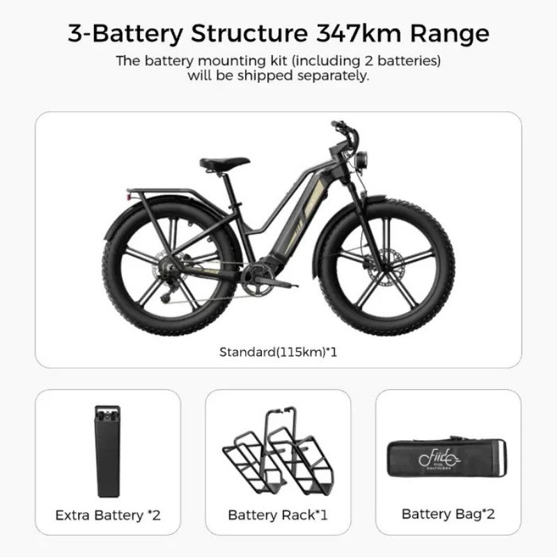 FIIDO TITAN FAT-TYRE TOURING LONG-RANGE ELECTRIC BIKE - 250W - Charge & Glide