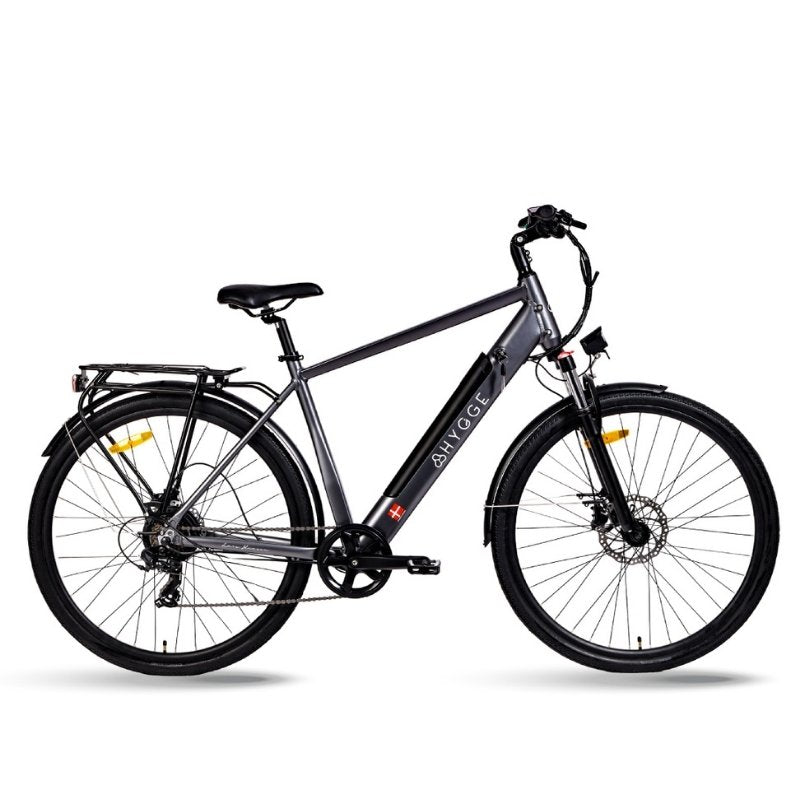 HYGGE AARHUS CITY ELECTRIC BIKE 250W | 80KM RANGE, SHIMANO 8-SPEED, GRAPHITE GREY - Charge & Glide