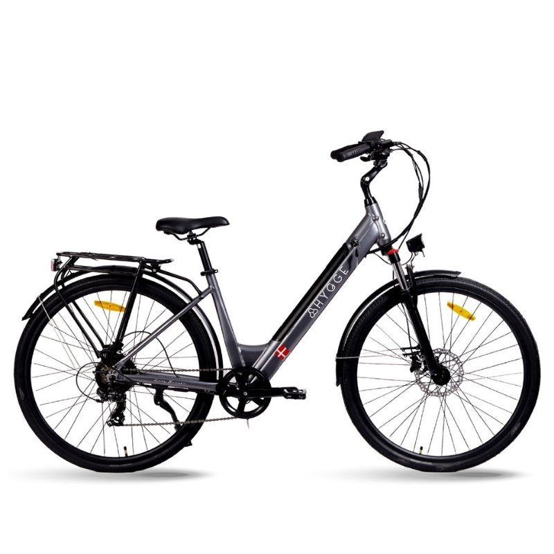 HYGGE AARHUS STEP CITY ELECTRIC BIKE 250W | 80KM RANGE, SHIMANO 8-SPEED, GRAPHITE GREY - Charge & Glide
