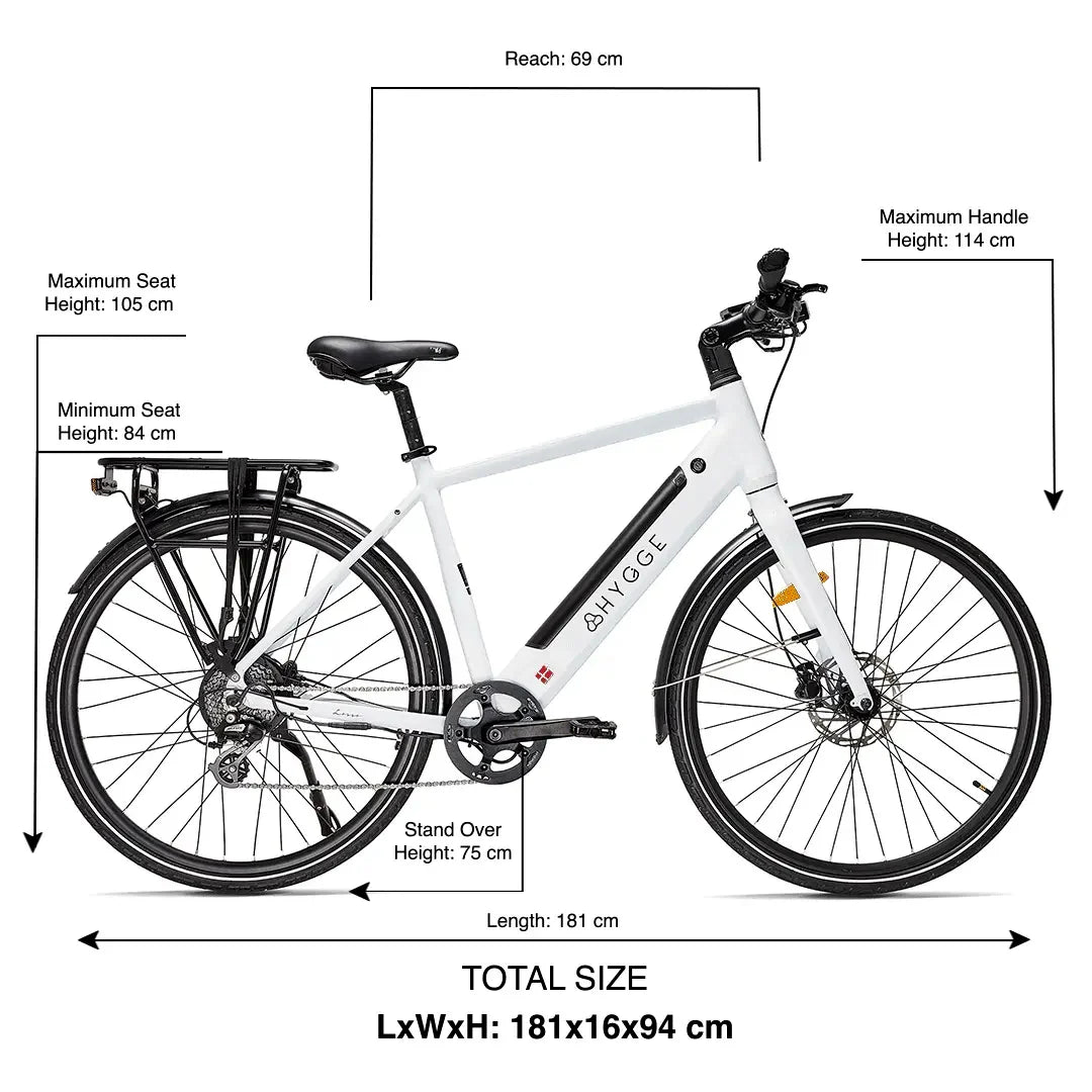 Hygge Lossø Commuter Electric Bike - 250W, Shimano 8-Speed, Ivory White