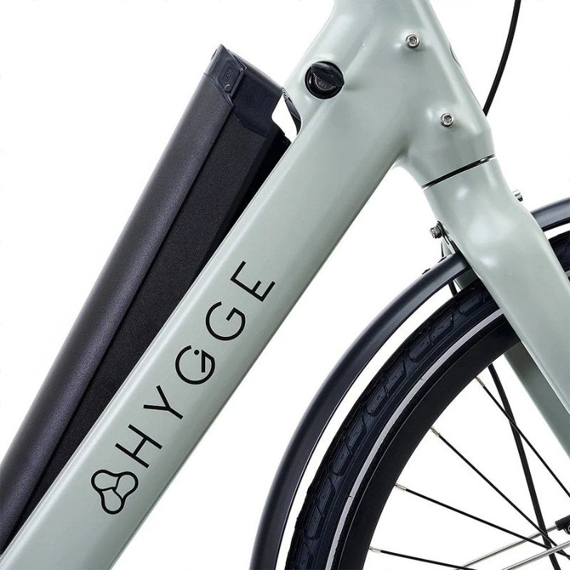 Hygge Nivø Step-Through Commuter Electric Bike - 250W, Shimano 8-Speed, Moss Grey