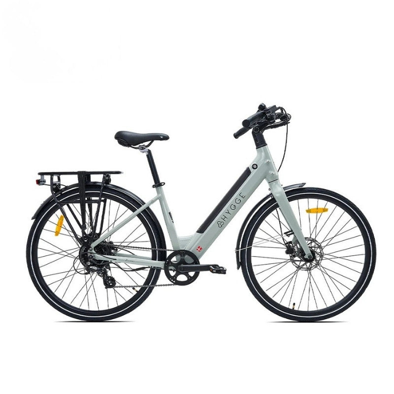 Hygge Nivø Step-Through Commuter Electric Bike - 250W, Shimano 8-Speed, Moss Grey