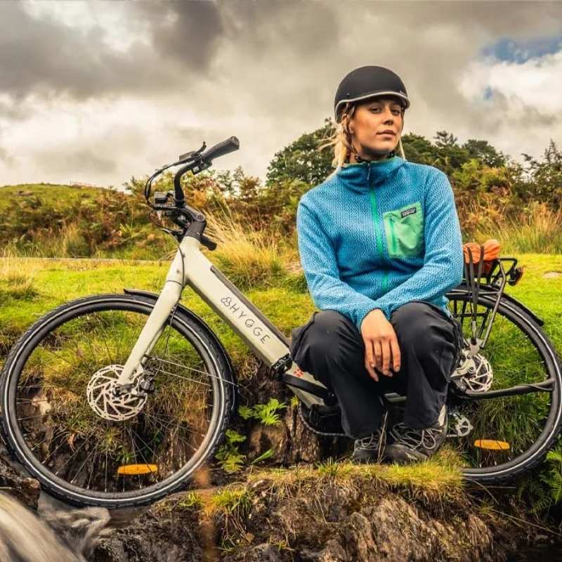 Hygge Nivø Step-Through Commuter Electric Bike - 250W, Shimano 8-Speed, Moss Grey