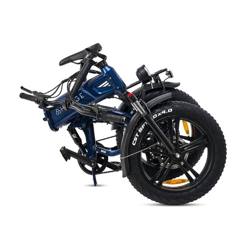 HYGGE SORØ FOLDING FAT-TYRE ELECTRIC BIKE 250W | 80KM RANGE, SHIMANO 7-SPEED, ROYAL BLUE - Charge & Glide