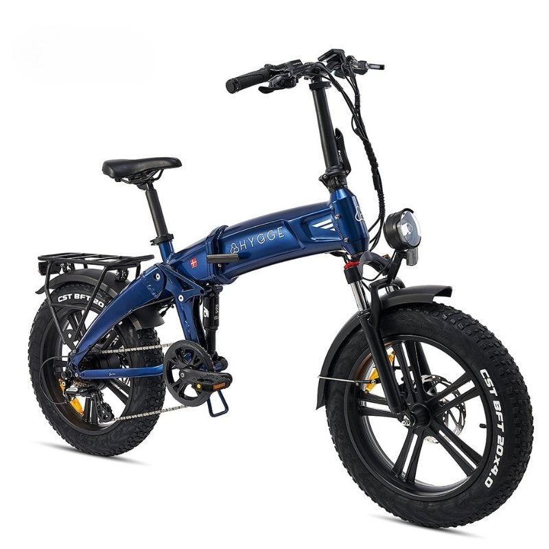 HYGGE SORØ FOLDING FAT-TYRE ELECTRIC BIKE 250W | 80KM RANGE, SHIMANO 7-SPEED, ROYAL BLUE - Charge & Glide