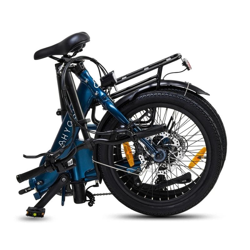 HYGGE VIRUM STEP FOLDING ELECTRIC BIKE 250W | ULTRA-LIGHT 18KG, 60KM RANGE, SHIMANO 8-SPEED, SAPPHIRE BLUE - Charge & Glide