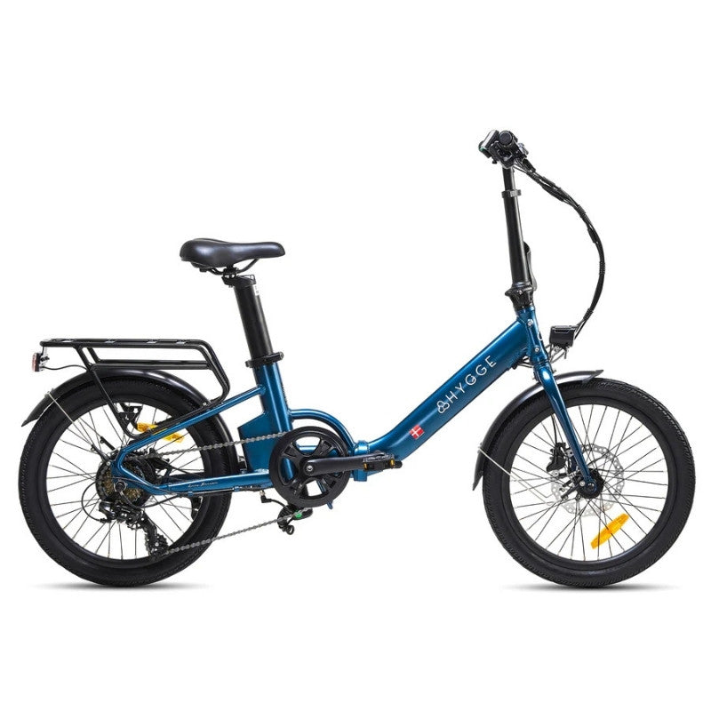 HYGGE VIRUM STEP FOLDING ELECTRIC BIKE 250W | ULTRA-LIGHT 18KG, 60KM RANGE, SHIMANO 8-SPEED, SAPPHIRE BLUE - Charge & Glide