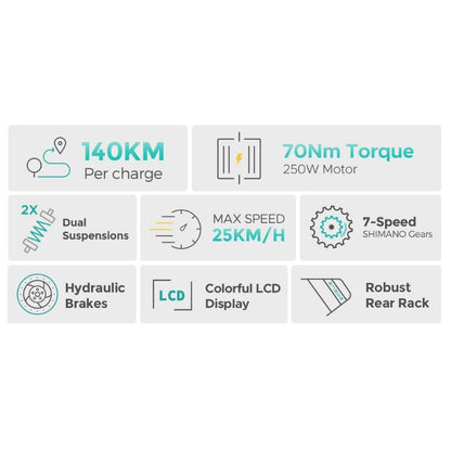 ENGWE E26 ALL TERRAIN FAT TYRE ELECTRIC BIKE 250W - Charge & Glide