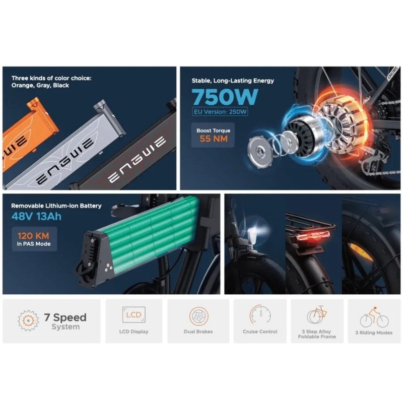 ENGWE EP-2 PRO FOLDING ALL-TERRAIN FAT-TYRE ELECTRIC BIKE - 250W - Charge & Glide