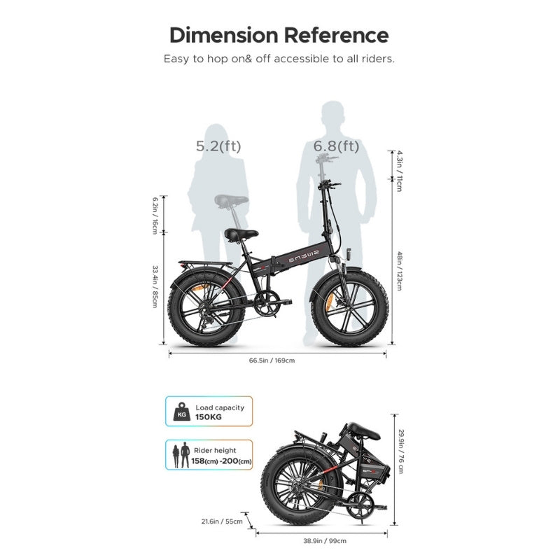 ENGWE EP-2 PRO FOLDING ALL-TERRAIN FAT-TYRE ELECTRIC BIKE - 250W - Charge & Glide
