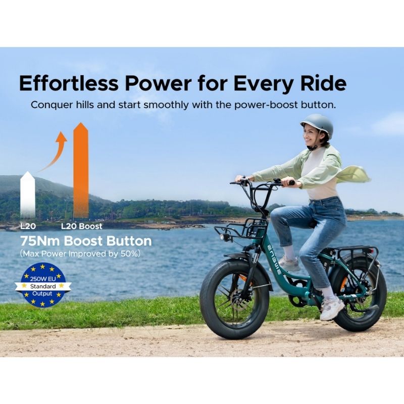 ENGWE L20 BOOST STEP THROUGH FAT TYRE CARGO ELECTRIC BIKE 250W - Charge & Glide