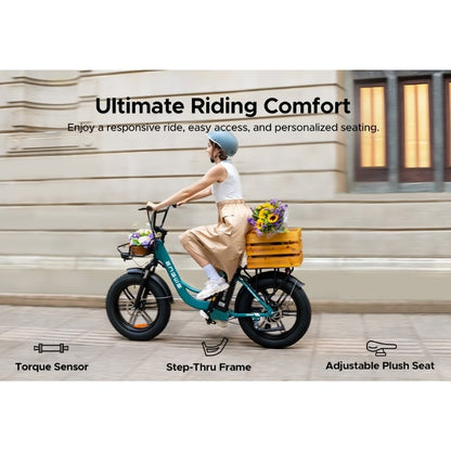 ENGWE L20 BOOST STEP THROUGH FAT TYRE CARGO ELECTRIC BIKE 250W - Charge & Glide