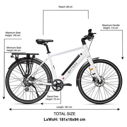 Hygge Lossø Commuter Electric Bike - 250W, Shimano 8-Speed, Ivory White