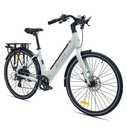 Hygge Nivø Step-Through Commuter Electric Bike - 250W, Shimano 8-Speed, Moss Grey
