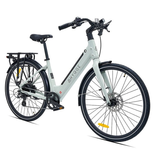 Hygge Nivø Step-Through Commuter Electric Bike - 250W, Shimano 8-Speed, Moss Grey