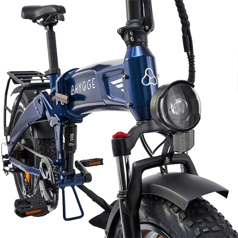 HYGGE SORØ FOLDING FAT-TYRE ELECTRIC BIKE - 250W, 80KM RANGE, SHIMANO 7-SPEED, ROYAL BLUE - Charge & Glide