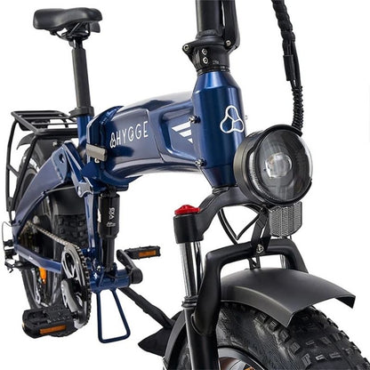 HYGGE SORØ FOLDING FAT-TYRE ELECTRIC BIKE - 250W, 80KM RANGE, SHIMANO 7-SPEED, ROYAL BLUE - Charge & Glide