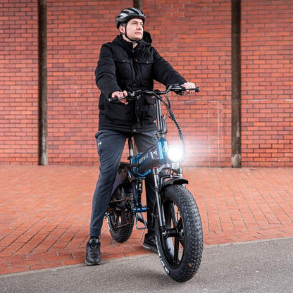 HYGGE SORØ FOLDING FAT-TYRE ELECTRIC BIKE - 250W, 80KM RANGE, SHIMANO 7-SPEED, ROYAL BLUE - Charge & Glide