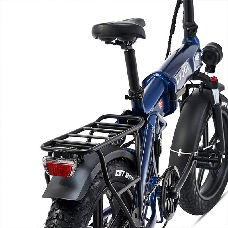 HYGGE SORØ FOLDING FAT-TYRE ELECTRIC BIKE - 250W, 80KM RANGE, SHIMANO 7-SPEED, ROYAL BLUE - Charge & Glide