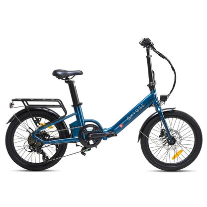 HYGGE VIRUM STEP FOLDING ELECTRIC BIKE 250W | ULTRA-LIGHT 18KG, 60KM RANGE, SHIMANO 8-SPEED, SAPPHIRE BLUE - Charge & Glide