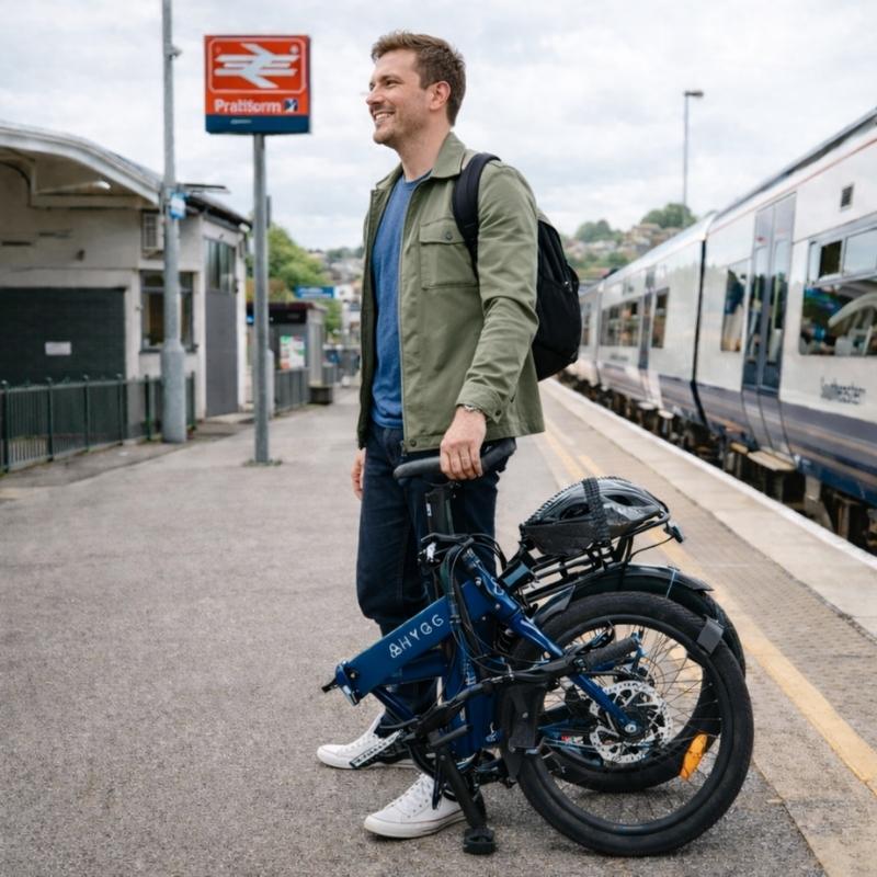 Hygge Virum Auto Folding Electric Bike 250W, Nocturne Blue  - Charge & Glide