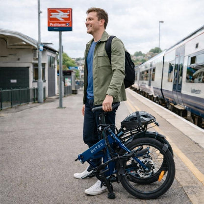 Hygge Virum Auto Folding Electric Bike 250W, Nocturne Blue  - Charge & Glide