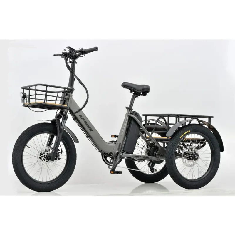 Revom T1F Folding Urban Cargo Electric Trike 250W - Space Grey - Charge & Glide