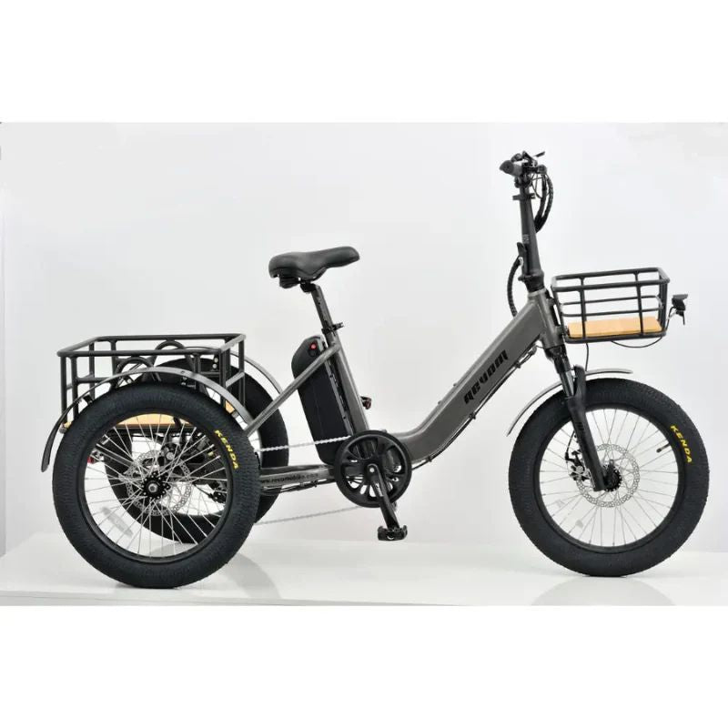 Revom T1F Folding Urban Cargo Electric Trike 250W - Space Grey - Charge & Glide