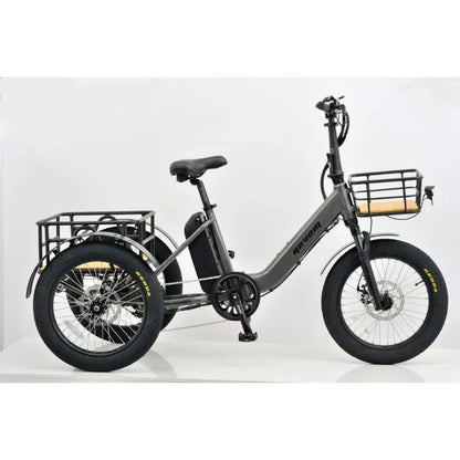Revom T1F Folding Urban Cargo Electric Trike 250W - Space Grey - Charge & Glide
