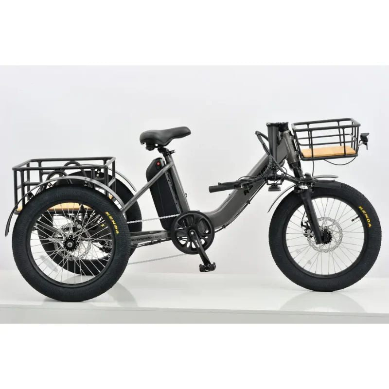 Revom T1F Folding Urban Cargo Electric Trike 250W - Space Grey - Charge & Glide