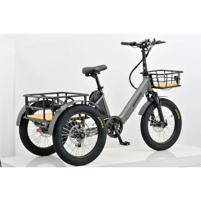Revom T1F Folding Urban Cargo Electric Trike 250W - Space Grey - Charge & Glide